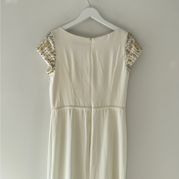 MAC DUGGAL White Bateau Neck Cap Sleeve Maxi Dress 10 - Picture 6 of 10